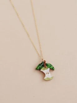 Wolf & Moon Apple Necklace In Green -Wolf & Moon apple necklace lifestyle 1