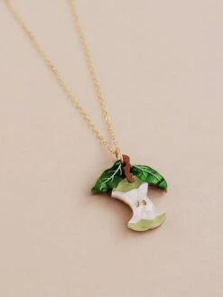Wolf & Moon Apple Necklace In Green -Wolf & Moon apple necklace lifestyle 2