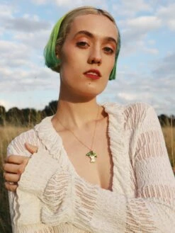 Wolf & Moon Apple Necklace In Green -Wolf & Moon apple necklace model 2