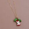 Wolf & Moon Apple Necklace In Red -Wolf & Moon apple necklace red lifestyle 1