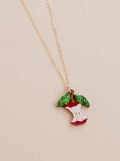 Wolf & Moon Apple Necklace In Red -Wolf & Moon apple necklace red lifestyle 2