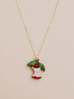 Wolf & Moon Apple Necklace In Red -Wolf & Moon apple necklace red lifestyle 4