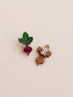 Wolf & Moon Beetroot Studs - Clip On -Wolf & Moon beetroot clipons lifestyle 1