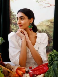 Wolf & Moon Beetroot Statement Earrings -Wolf & Moon beetroot statement earrings model 7