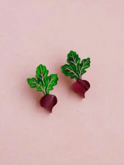 Wolf & Moon Beetroot Studs - Clip On -Wolf & Moon beetroot studs lifestyle 2