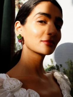 Wolf & Moon Beetroot Studs - Clip On -Wolf & Moon beetroot studs model 1