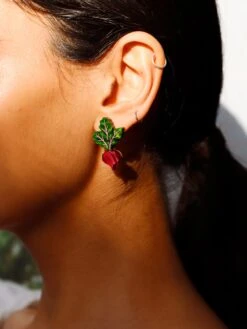 Wolf & Moon Beetroot Studs - Clip On -Wolf & Moon beetroot studs model 3