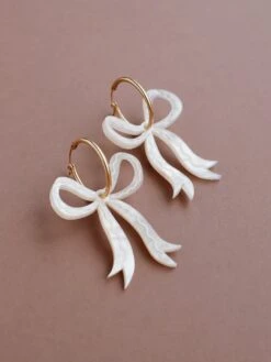 Wolf & Moon Bow Hoops In Cream 14 Wolf & Moon Bow Hoops In Cream -Wolf & Moon bow hoops cream lifestyle 2