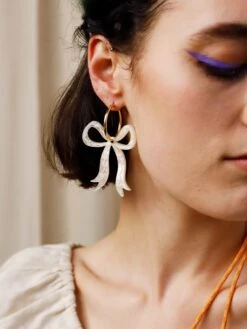 Wolf & Moon Bow Hoops In Cream 13 Wolf & Moon Bow Hoops In Cream -Wolf & Moon bow hoops cream model 5