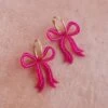 Wolf & Moon Bow Hoops In Magenta -Wolf & Moon bow hoops magenta lifestyle 6