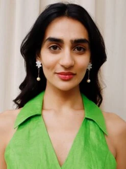 Wolf & Moon Caia Drop Studs In Off White -Wolf & Moon caia drop studs offwhite model 1