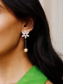 Wolf & Moon Caia Drop Studs In Off White -Wolf & Moon caia drop studs offwhite model 3 f47c37cd 7f67 4b33 b38a 2f86cdb93e6c