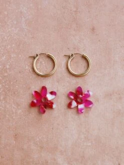 Wolf & Moon Caia Hoops In Raspberry Crush -Wolf & Moon caia hoops raspberry lifestyle 3