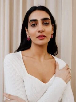 Wolf & Moon Caia Hoops In Raspberry Crush -Wolf & Moon caia hoops raspberry model 1