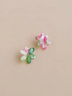 Wolf & Moon Caia Studs In Water Lily -Wolf & Moon caia studs greenpink lifestyle 1