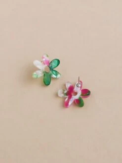 Wolf & Moon Caia Studs In Water Lily -Wolf & Moon caia studs greenpink lifestyle 2