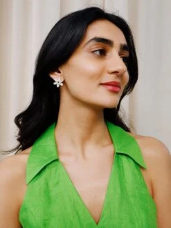 Wolf & Moon Caia Studs In Water Lily -Wolf & Moon caia studs offwhite model 2