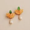 Wolf & Moon Calendula Drop Studs - Clip On