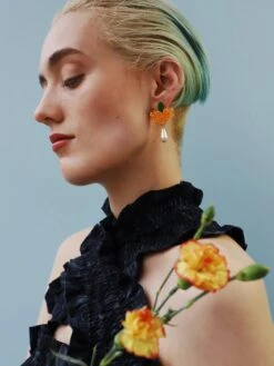 Wolf & Moon Calendula Drop Studs - Clip On -Wolf & Moon calendula drop studs model 3 958a23b5 8e2d 4b73 92c8 68911ca60012