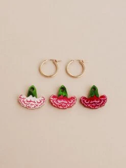 Wolf & Moon Carnation Hoops Set