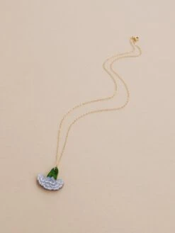 Wolf & Moon Carnation Necklace In Blue/White -Wolf & Moon carnation necklace blue lifestyle 3