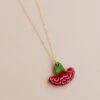 Wolf & Moon Carnation Necklace In Red/Pink -Wolf & Moon carnation necklace red lifestyle 1