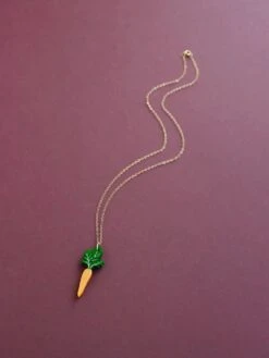 Wolf & Moon Carrot Necklace -Wolf & Moon carrot necklace lifestyle 2