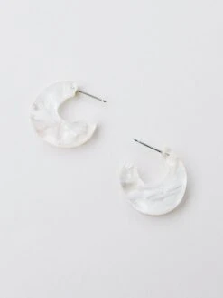 Wolf & Moon Cassia Hoops In Off-White -Wolf & Moon cassia hoops off white close up