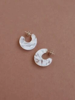 Wolf & Moon Cassia Hoops In Off-White -Wolf & Moon cassia hoops off white lifestyle 2