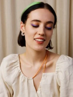 Wolf & Moon Cassia Hoops In Off-White -Wolf & Moon cassia hoops off white model 2