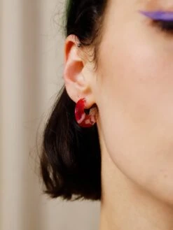 Wolf & Moon Cassia Hoops In Raspberry Crush -Wolf & Moon cassia hoops raspberry crush model 1