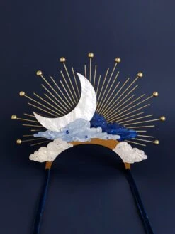 Wolf & Moon Celestial Headpiece In Mist -Wolf & Moon celestial headpiece mist lifestyle navy