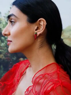 Wolf & Moon Chilli Pepper Studs -Wolf & Moon chilli pepper studs model 3