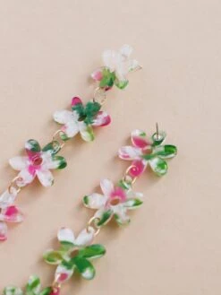 Wolf & Moon Connie Statement Earrings In Water Lily -Wolf & Moon connie statement earrings greenpink lifestyle 2