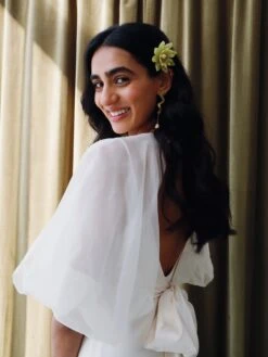 Wolf & Moon Dahlia Hair Comb -Wolf & Moon dahlia comb chartreuse model 1