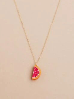 Wolf & Moon Grapefruit Slice Necklace -Wolf & Moon grapefruit slice necklace lifestyle 1