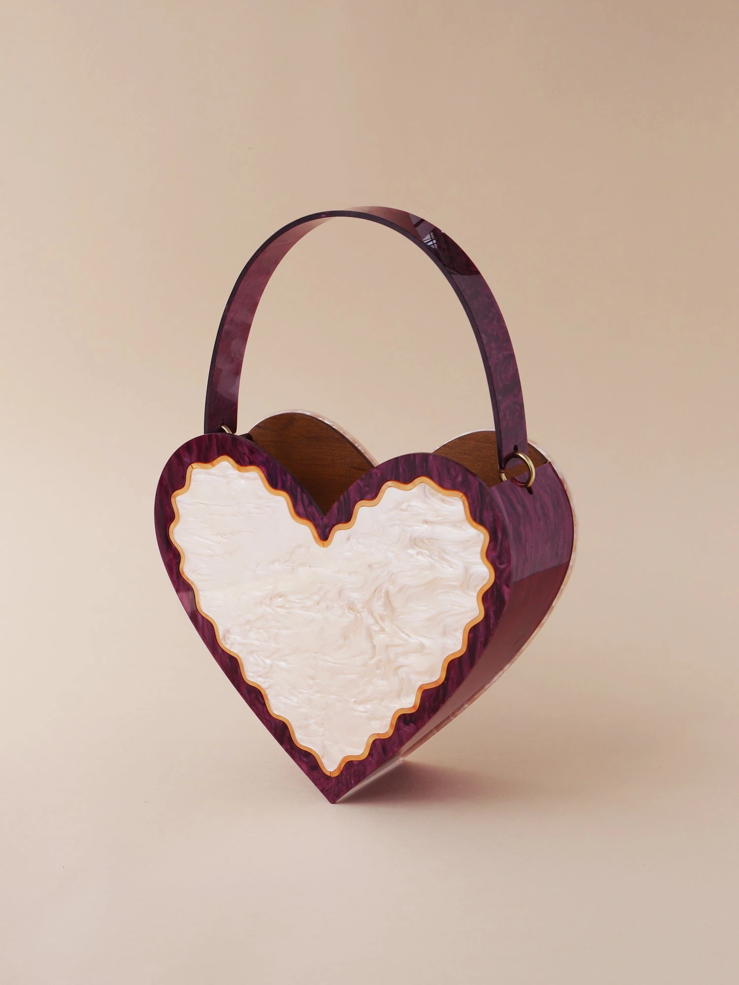 Wolf & Moon Heart Bag In Cherry/Cream 5 Wolf & Moon Heart Bag In Cherry/Cream - Image 3