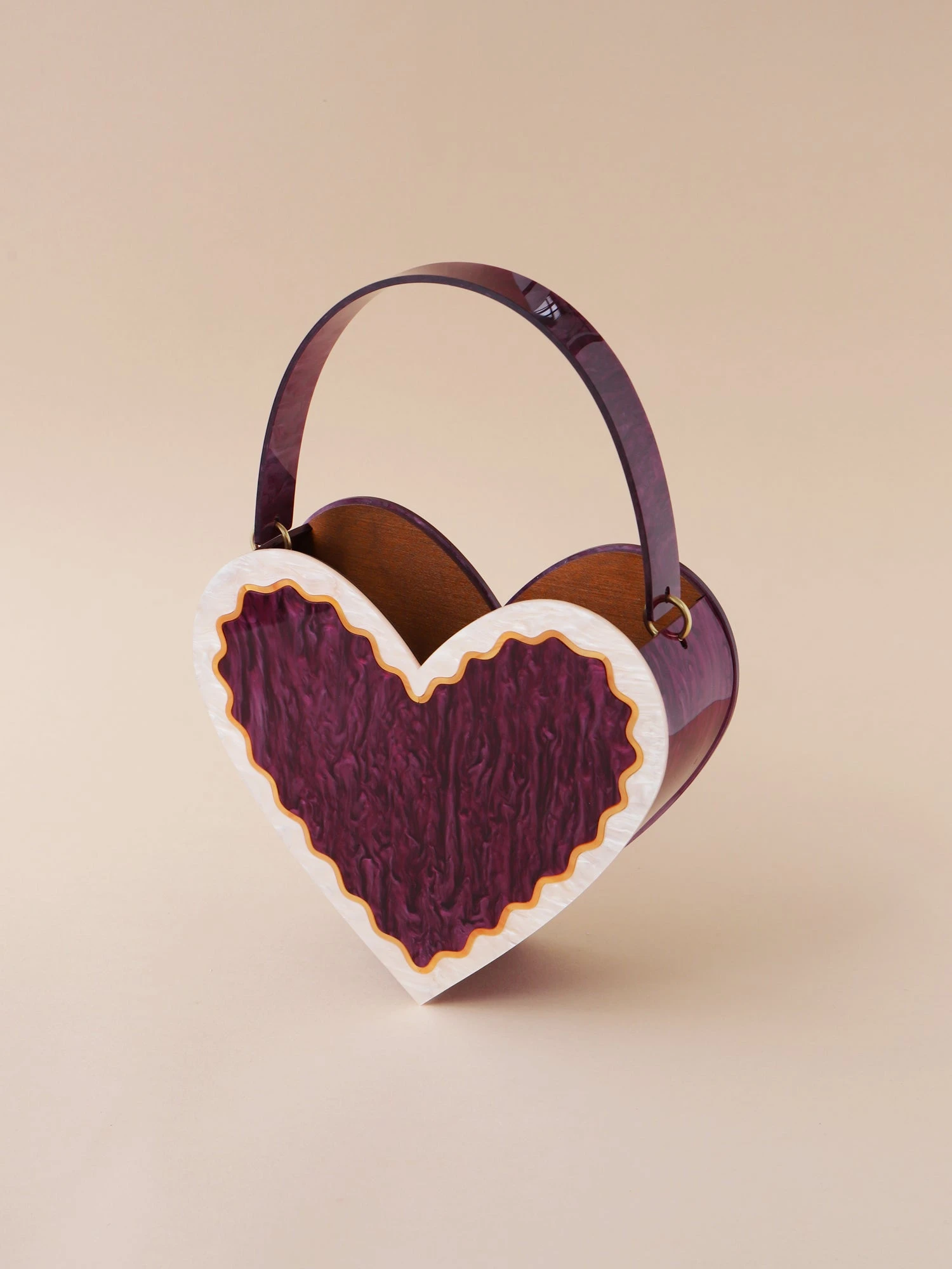 Wolf & Moon Heart Bag In Cherry/Cream 3 Wolf & Moon Heart Bag In Cherry/Cream