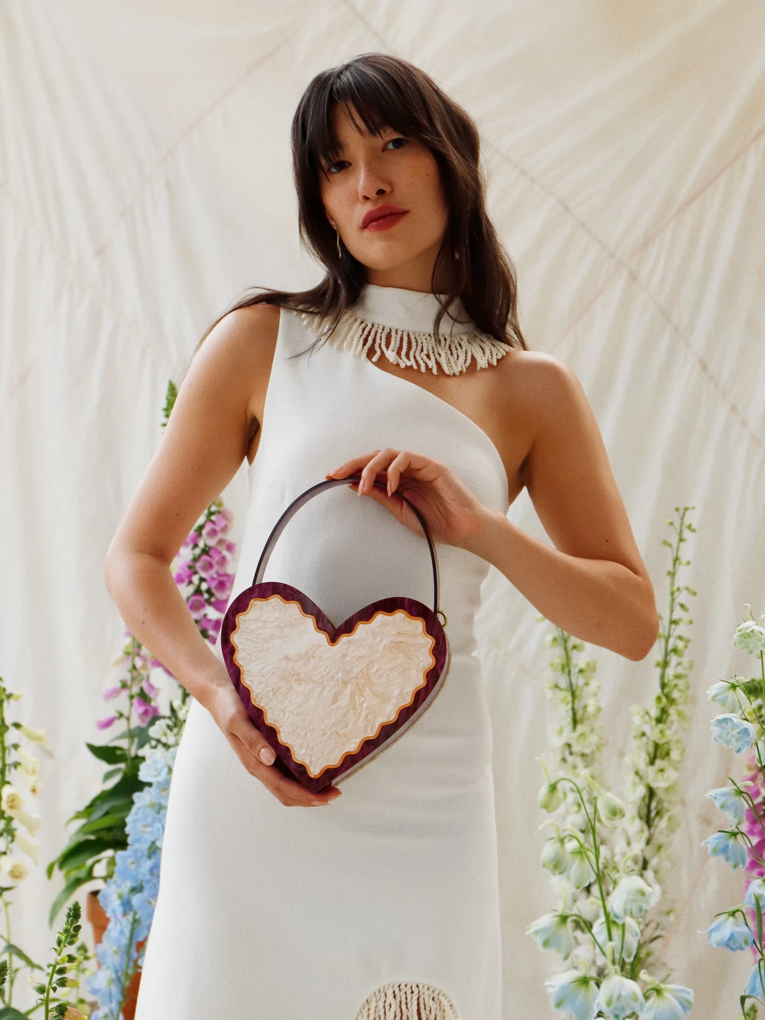 Wolf & Moon Heart Bag In Cherry/Cream 7 Wolf & Moon Heart Bag In Cherry/Cream - Image 5