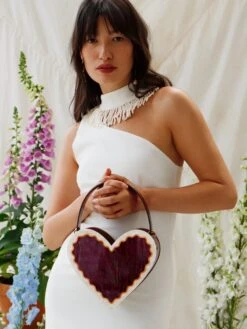 Wolf & Moon Heart Bag In Cherry/Cream 18 Wolf & Moon Heart Bag In Cherry/Cream -Wolf & Moon heart bag cherrycream model 2