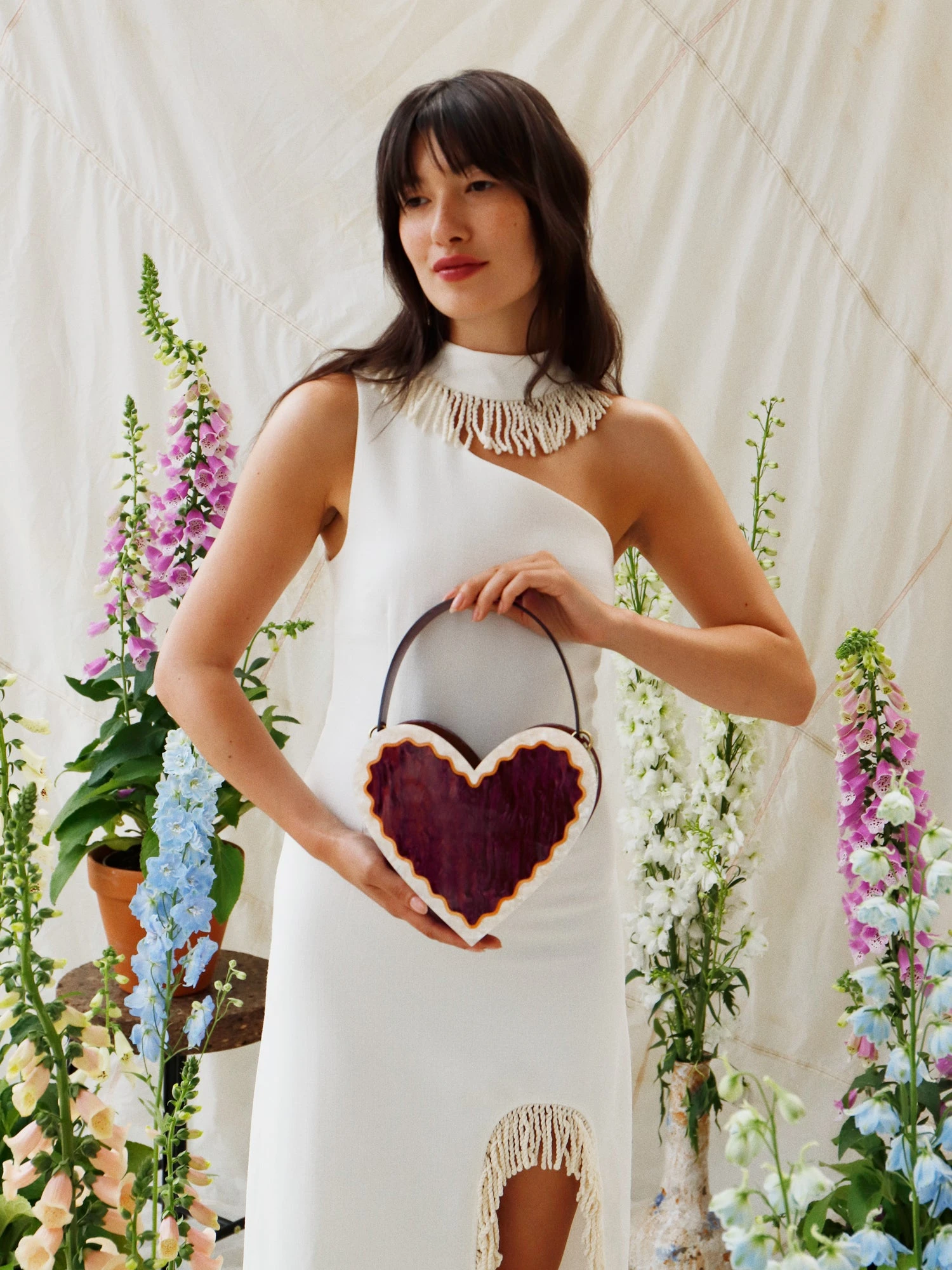 Wolf & Moon Heart Bag In Cherry/Cream 4 Wolf & Moon Heart Bag In Cherry/Cream - Image 2