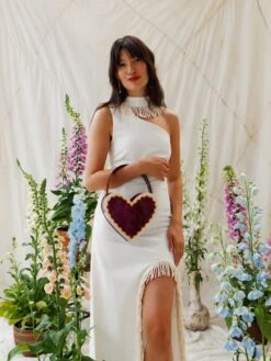 Wolf & Moon Heart Bag In Cherry/Cream 19 Wolf & Moon Heart Bag In Cherry/Cream -Wolf & Moon heart bag cherrycream model 4