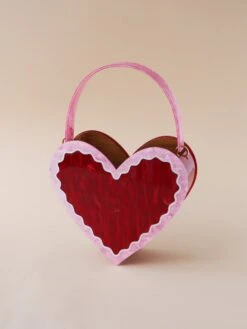 Wolf & Moon Heart Bag In Pink/Red