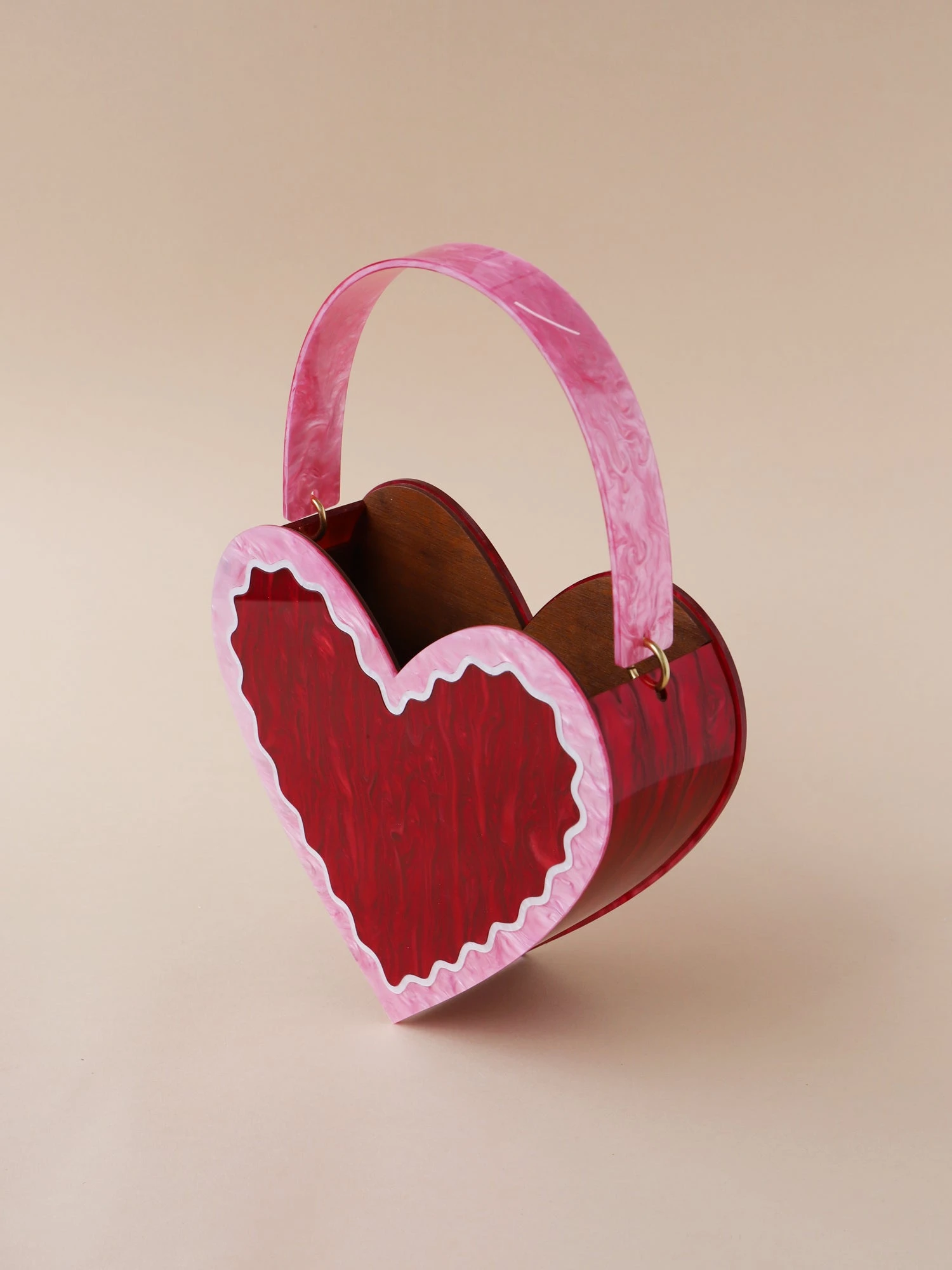 Wolf & Moon Heart Bag In Pink/Red 5 Wolf & Moon Heart Bag In Pink/Red - Image 3