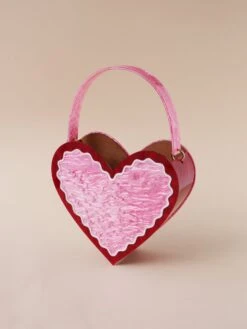 Wolf & Moon Heart Bag In Pink/Red 16 Wolf & Moon Heart Bag In Pink/Red -Wolf & Moon heart bag pinkred lifestyle 3