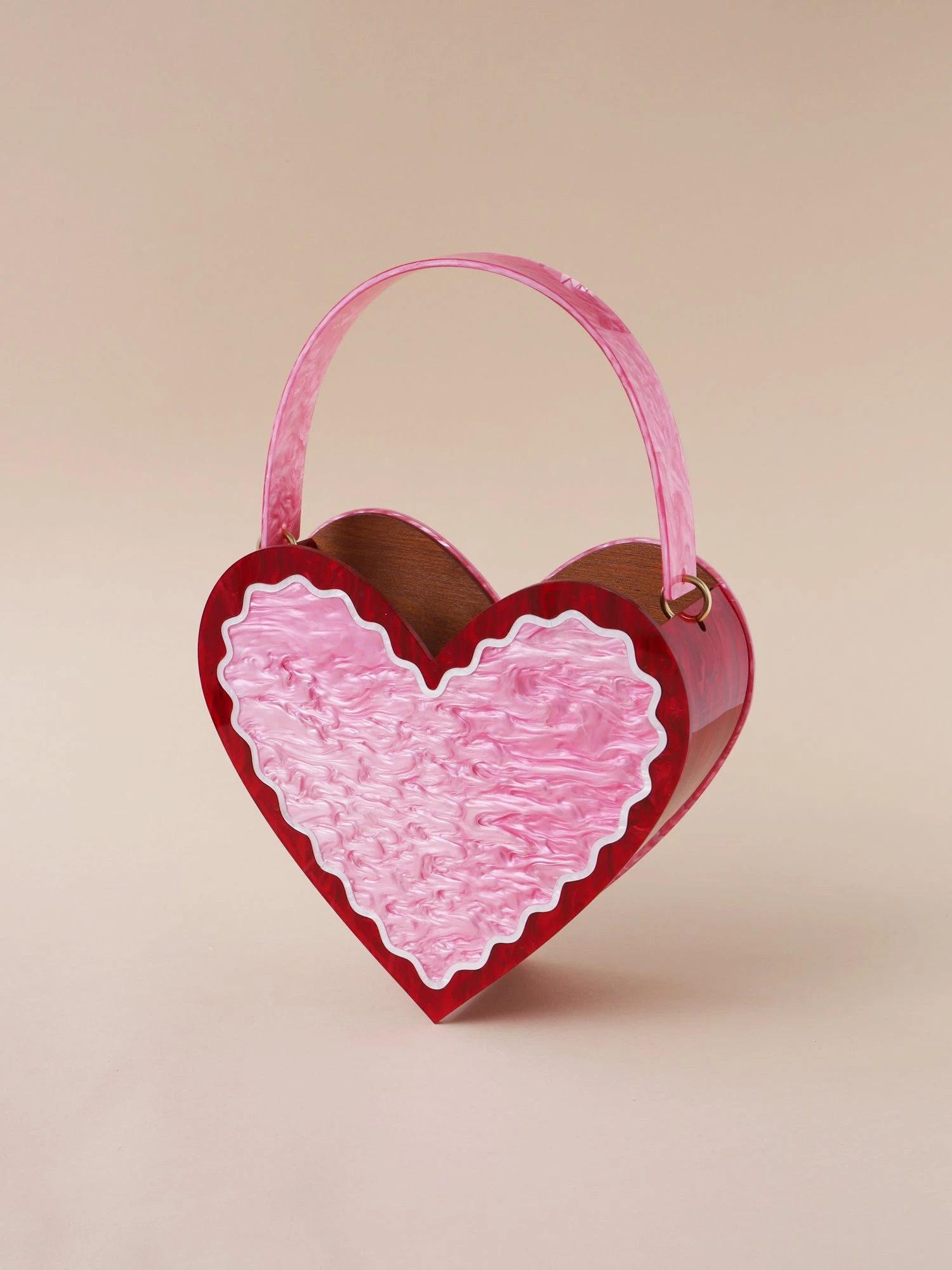 Wolf & Moon Heart Bag In Pink/Red 6 Wolf & Moon Heart Bag In Pink/Red - Image 4