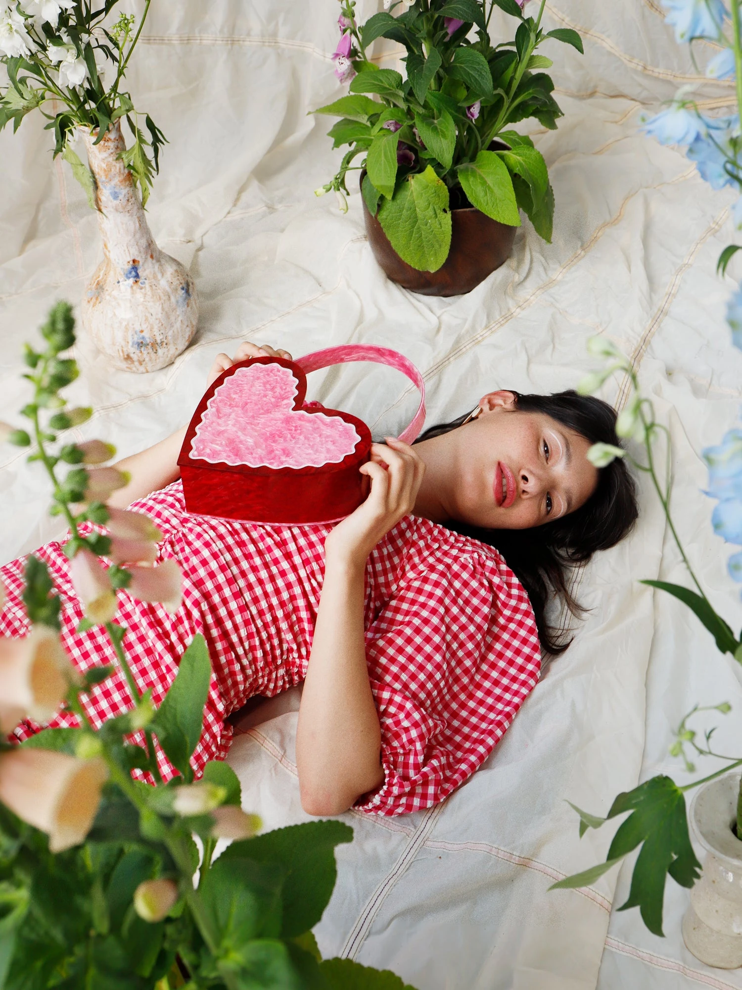 Wolf & Moon Heart Bag In Pink/Red 4 Wolf & Moon Heart Bag In Pink/Red - Image 2