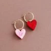 Wolf & Moon Jessie Hoops In Pink/Red -Wolf & Moon jessie hoops redpink lifestyle 2