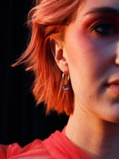 Wolf & Moon Jessie Rainbow Charm Hoops II -Wolf & Moon jessie rainbow charm hoops ii model 3