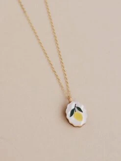 Wolf & Moon Lemon Charm Necklace